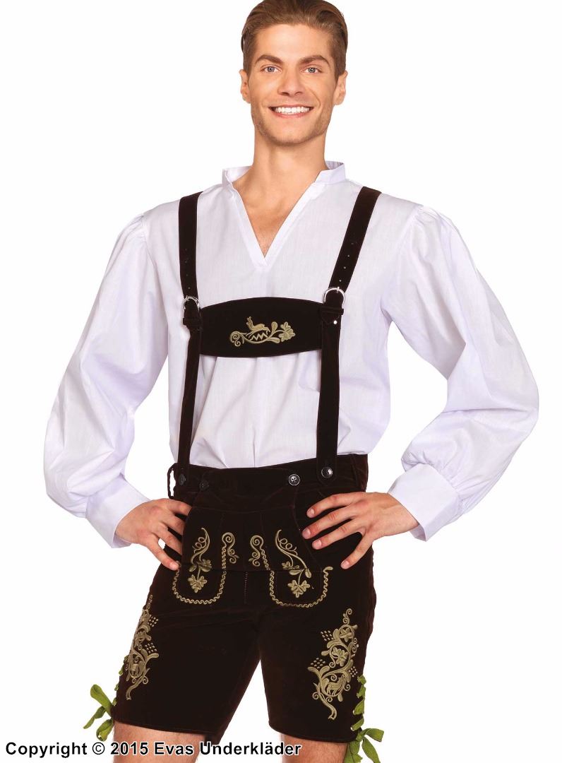 Oktoberfest, top and shorts costume, lacing, suspenders, velvet